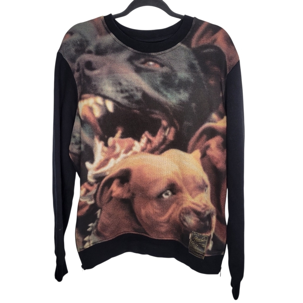 Akoo Pitbull Black Crewneck Side Zipper Pull-over Sweatershirt Men's Large